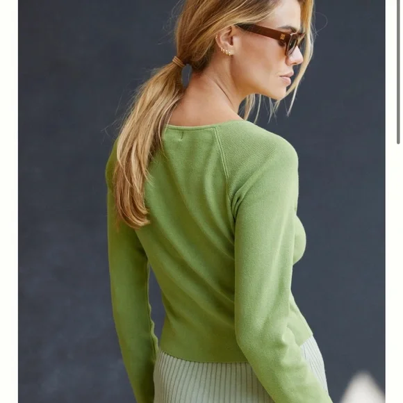 Maeve Anthropologie Isabella Cropped Cardigan Green Sweater - Picture 4 of 8